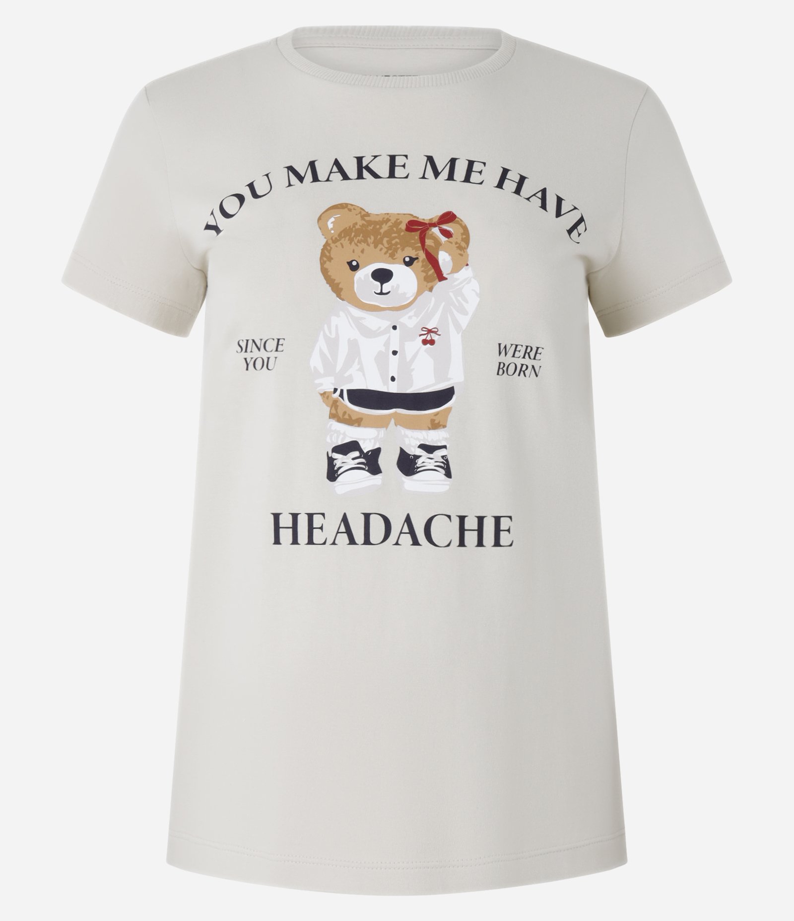 Blusa Baby Look em Algodão com Estampa Ursinho Off White 4