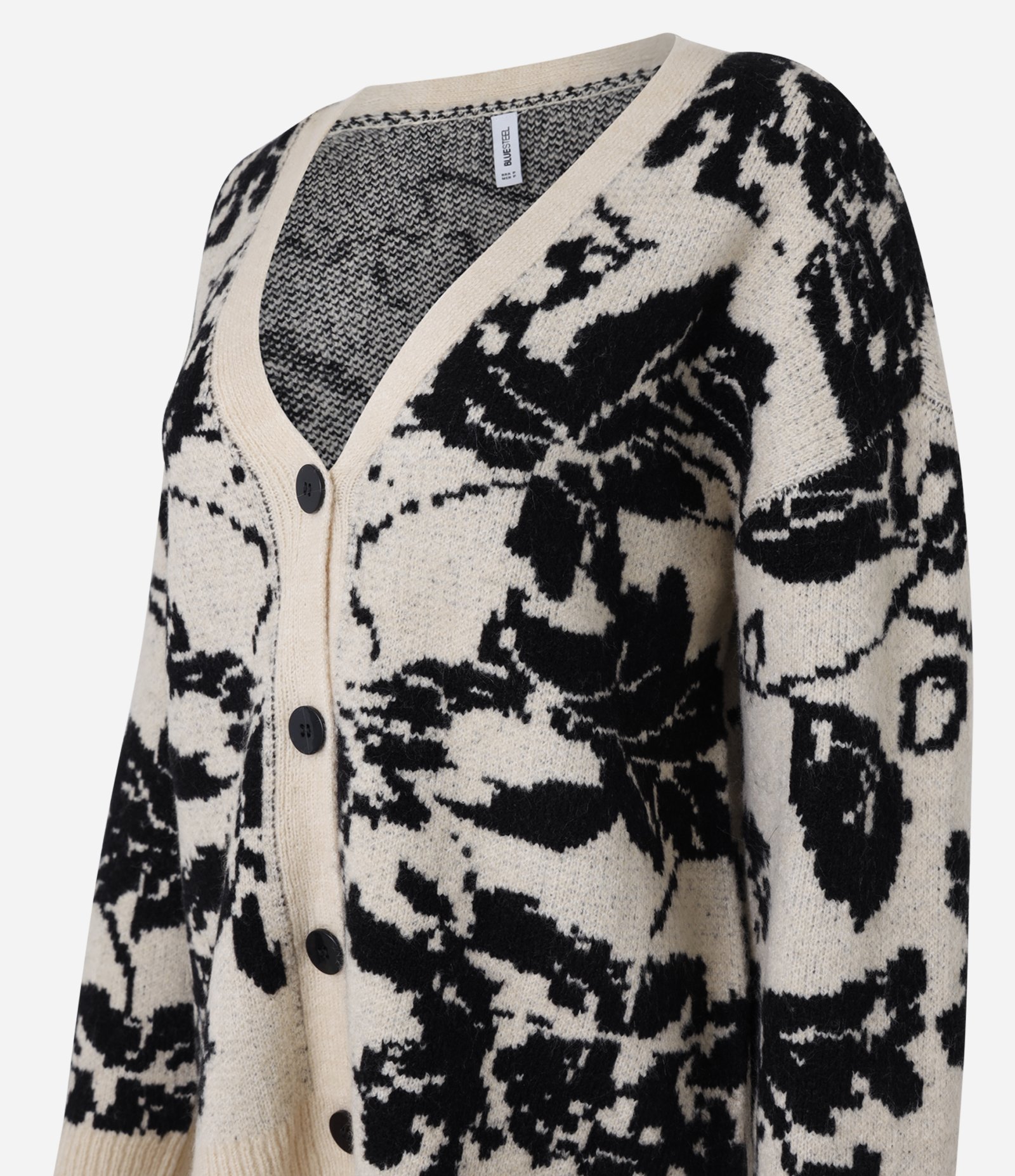 Cardigan Alongado em Tricô Floral Bege 5