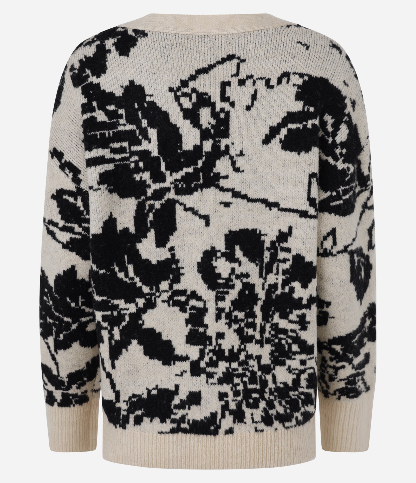 Cardigan Alongado em Tricô Floral Bege 6