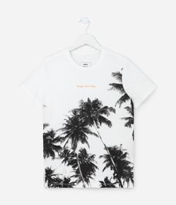 Camiseta Infantil com Estampa de Coqueiros - Tam 5 a 14 Anos