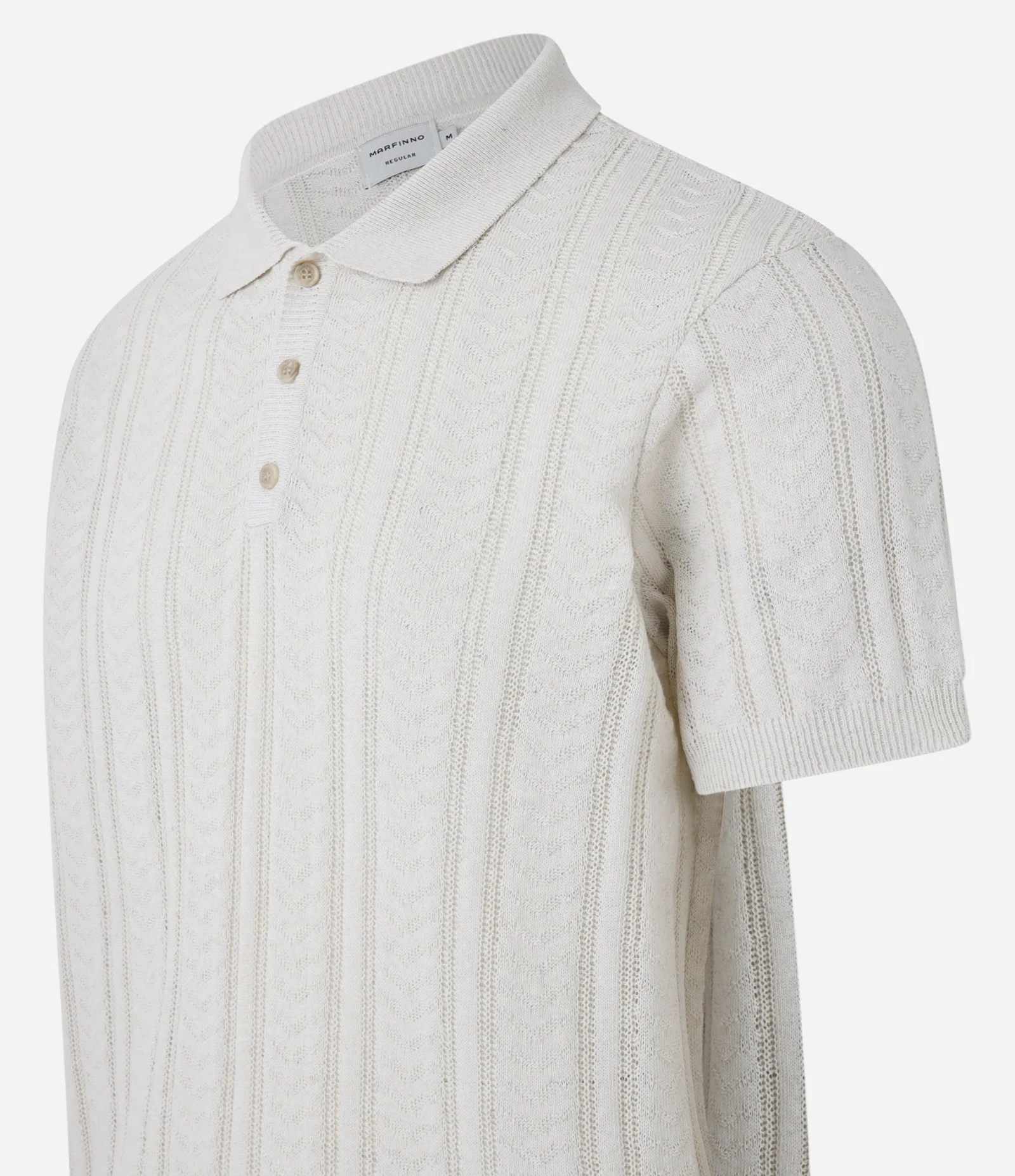 Camisa Polo com Botões Contrastantes e Textura Off White 2