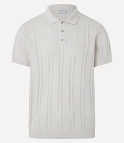 Camisa Polo com Botões Contrastantes e Textura