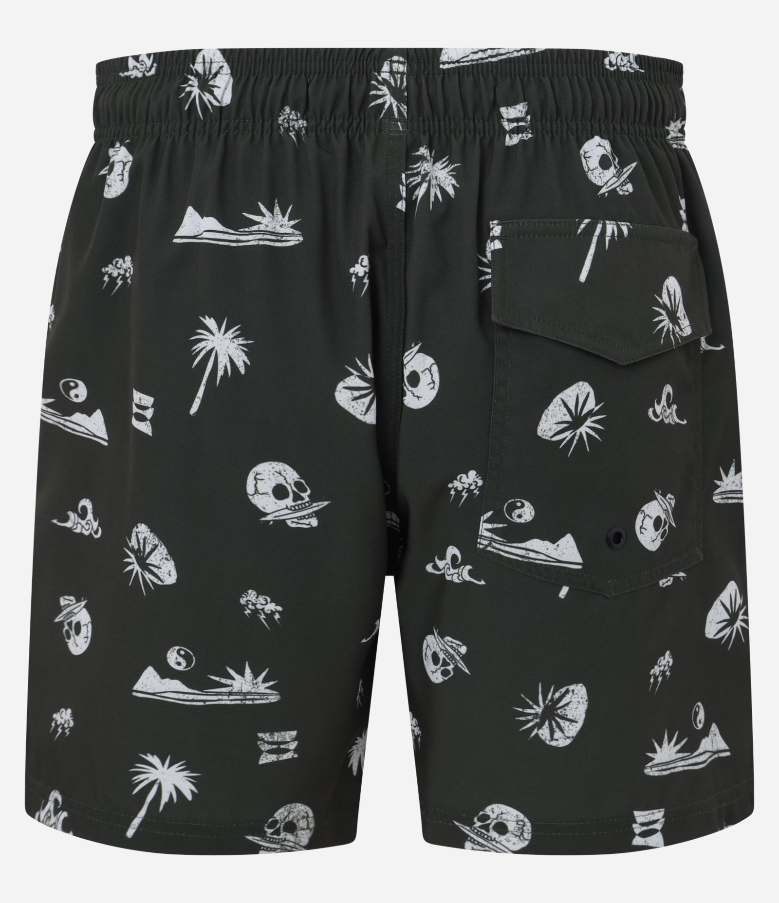 Bermuda em Microfibra Estampado com Diversos Ícones Verde Escuro 2