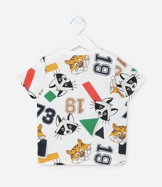 Camiseta Infantil com Estampa College e Bichinhos - Tam 1 a 5 Anos