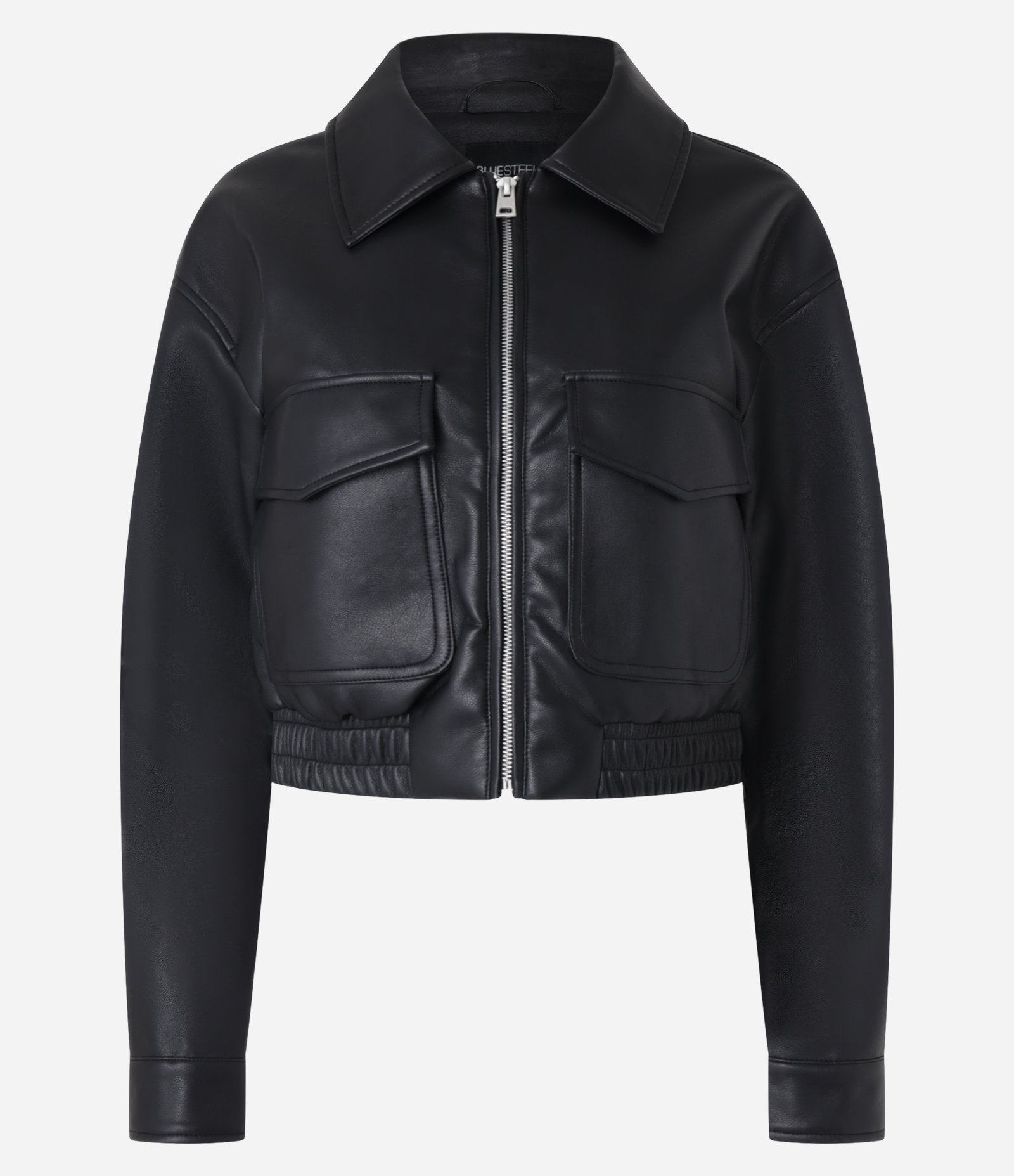 Jaqueta Biker em PU com Bolsos Grandes Preto 5