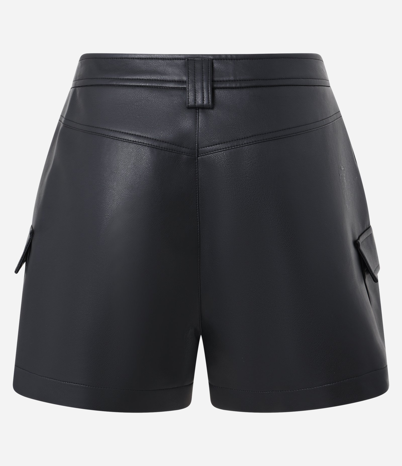 Short Saia Curto em PU com Bolso Cargo Preto 7