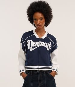 Casaco em Moletom com Forro Fleece e Lettering Denmark