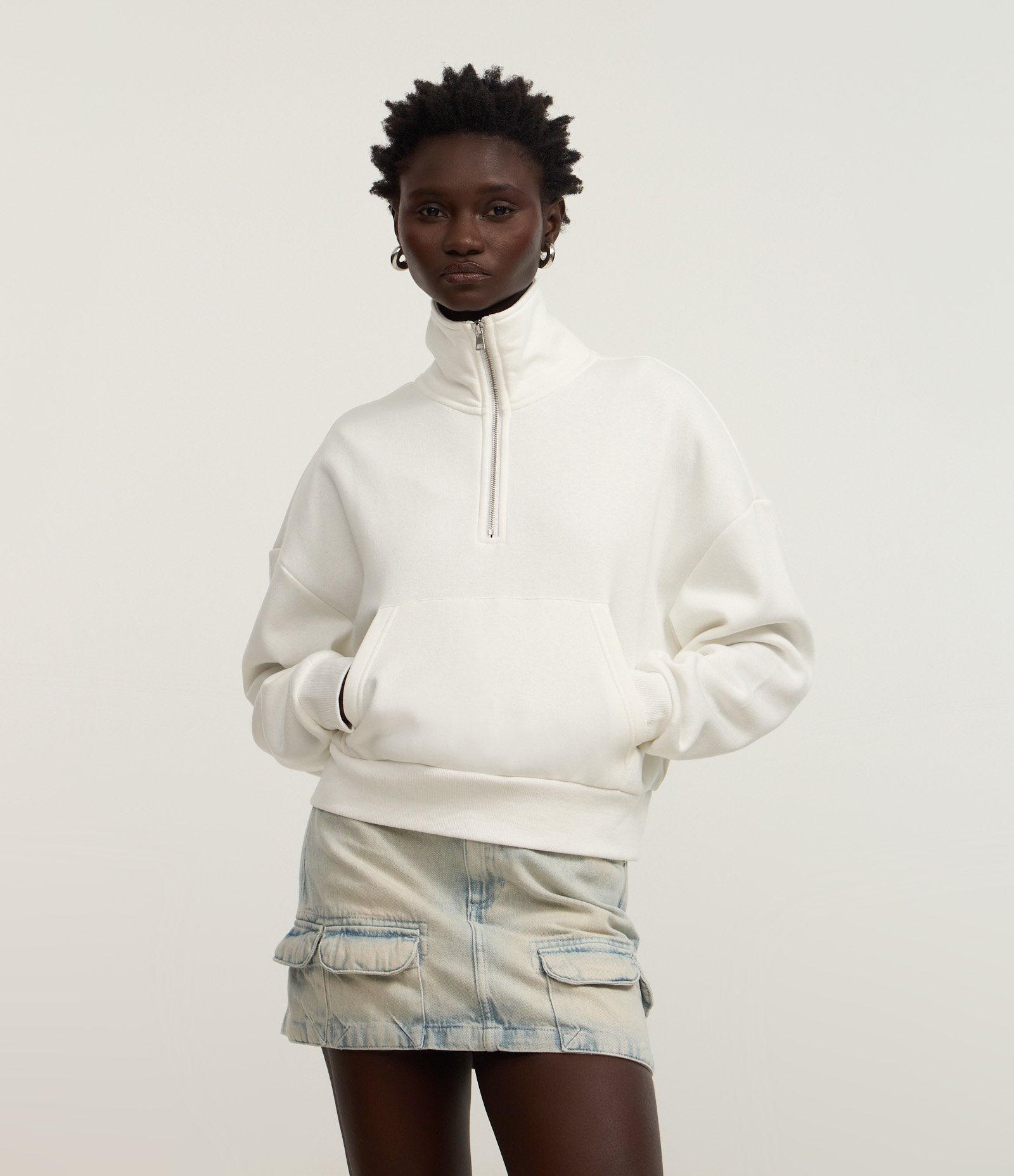 Moletom com Forro Fleece e Zíper na Gola Alta 1