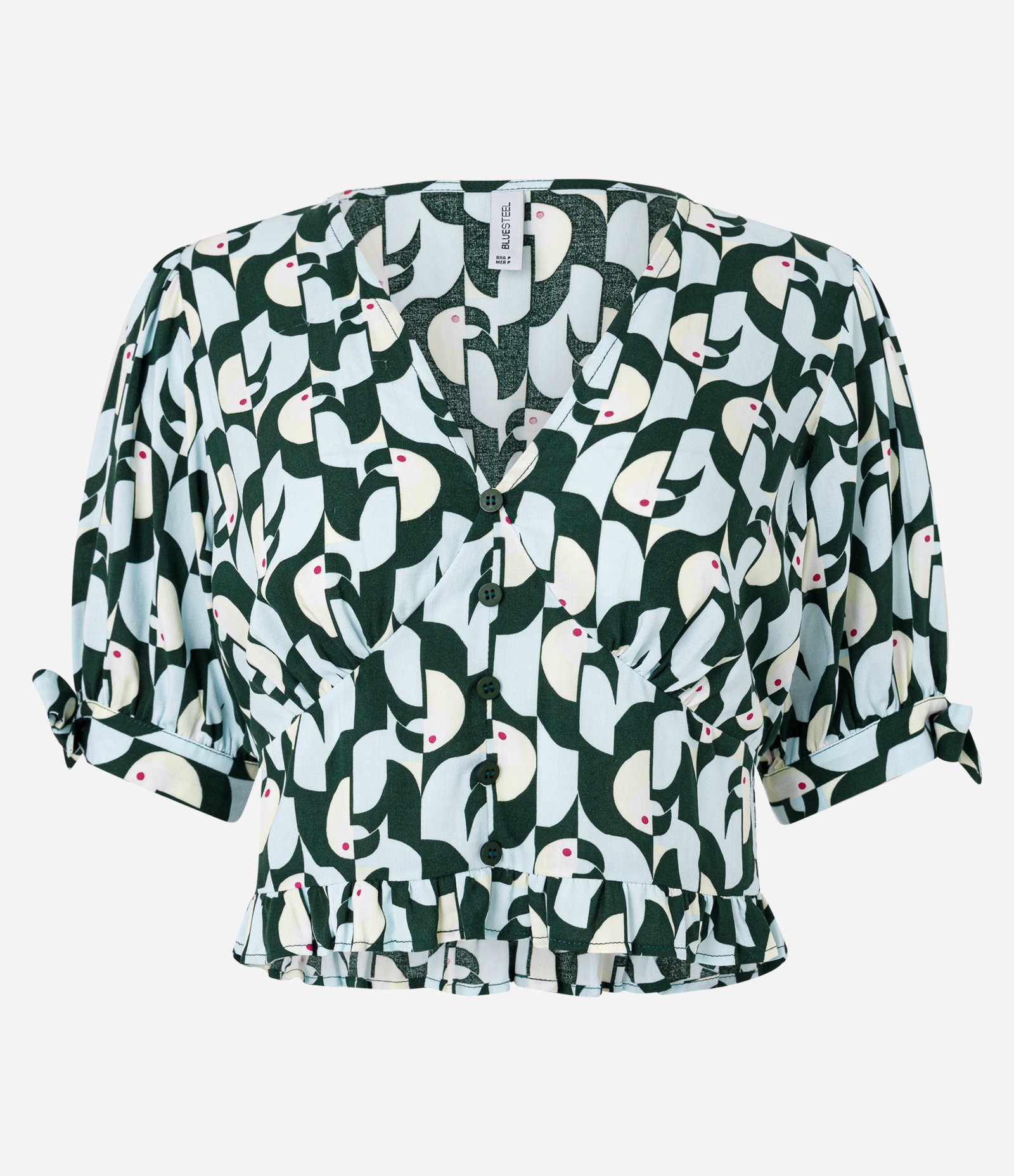 Blusa Cropped em Crepe com Estampa de tucaninhos Preto 6