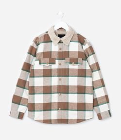 Camisa Infantil Xadrez com Forro em Sherpa - Tam 5 a 14 Anos