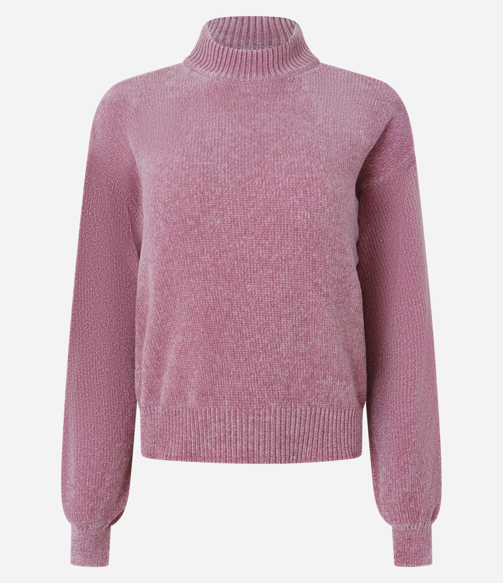 Suéter em Chenille com Golinha Alta e Ribanas Rosa 4