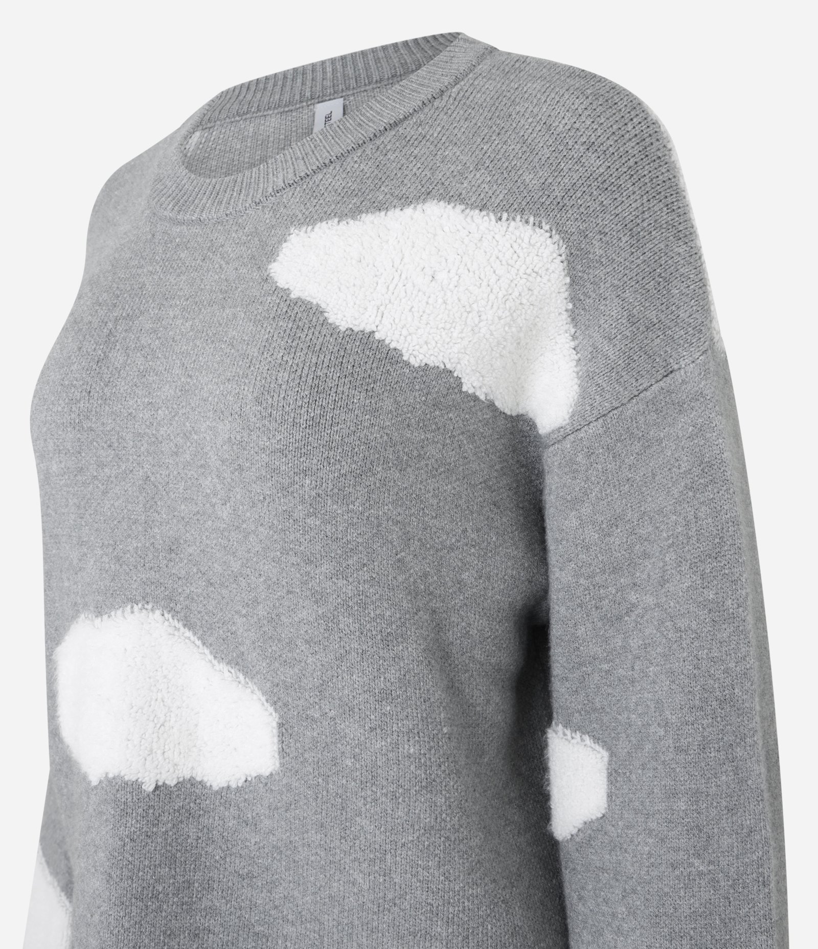 Suéter em Tricô com Estampa de Nuvens Cinza 7