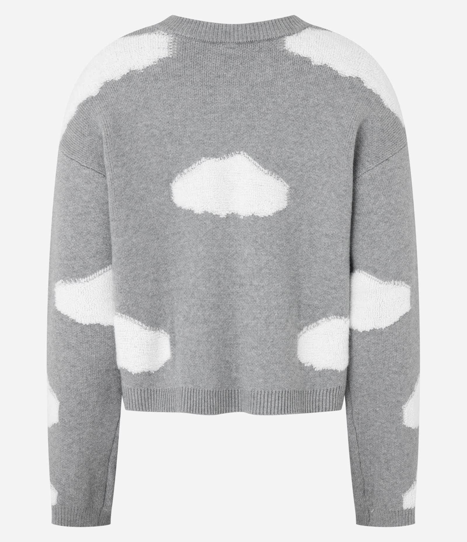Suéter em Tricô com Estampa de Nuvens Cinza 8