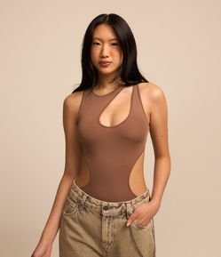 Body em Microfibra com Recortes Vazados