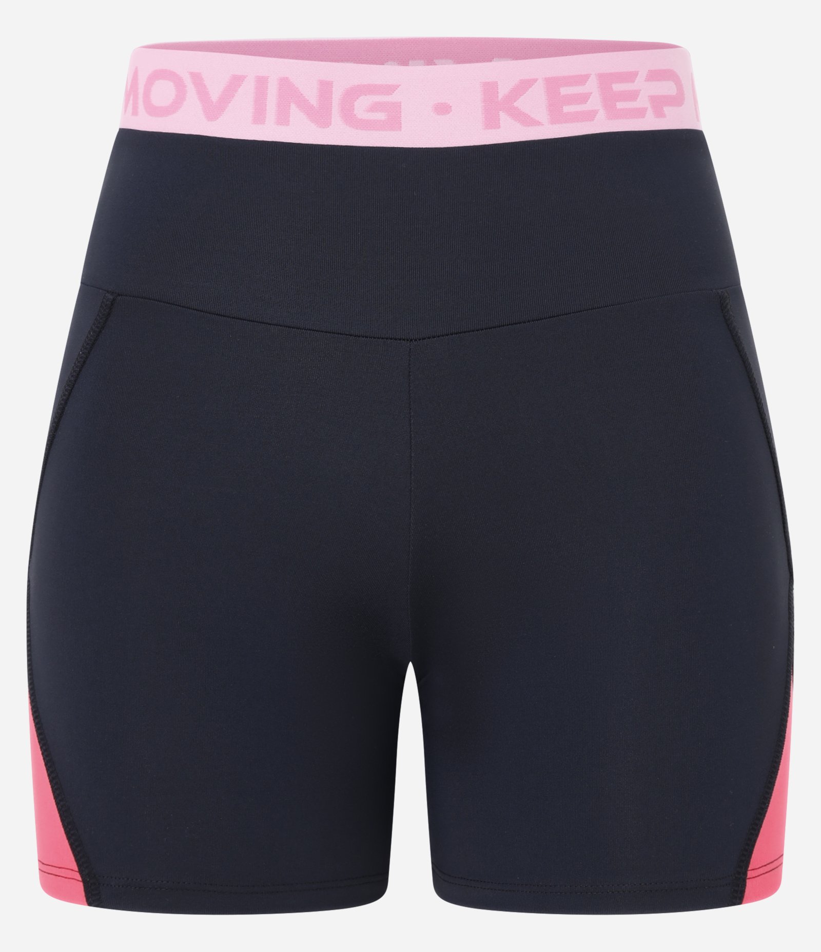 Bermuda Ciclista em Microfibra com Detalhe de Friso Preto/Rosa 5
