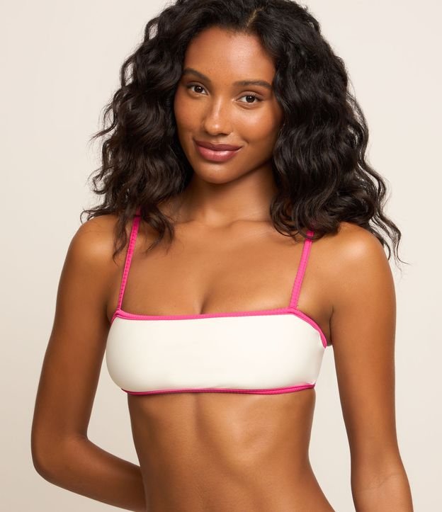 Biquini Top Bandeau em Microfibra com Viés Contrastante