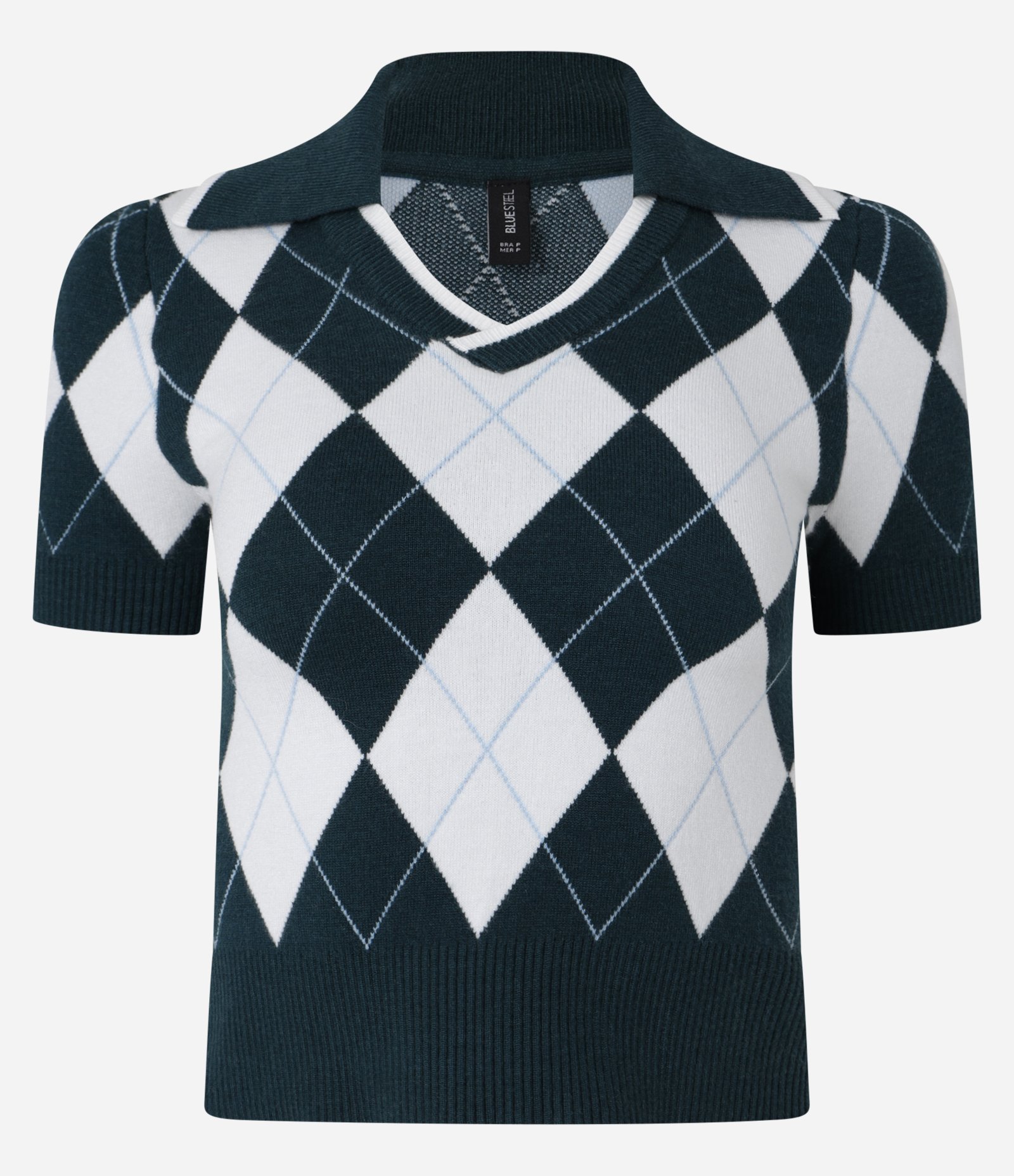 Blusa Polo em Jacquard Xadrez Argyle Verde 4