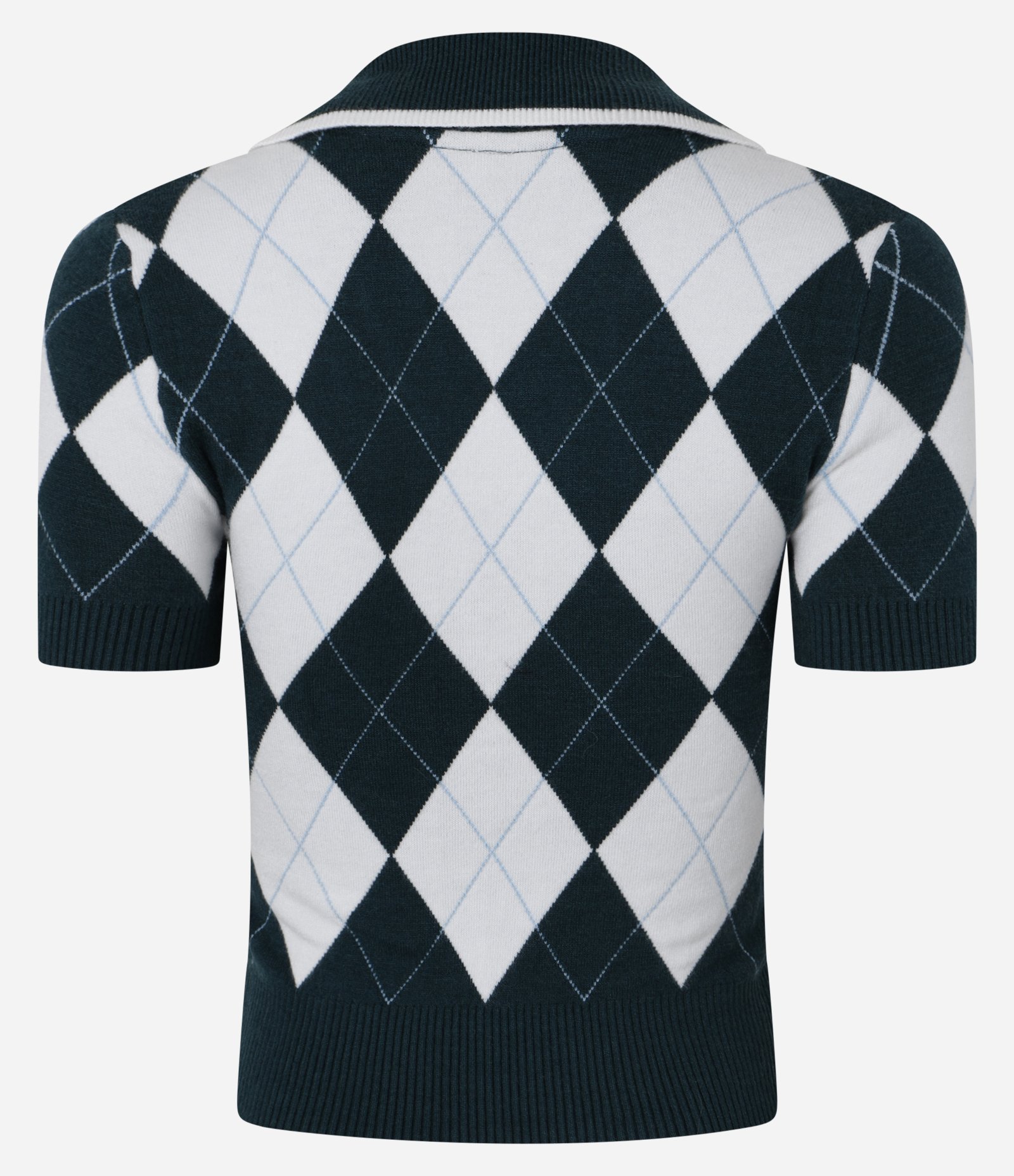 Blusa Polo em Jacquard Xadrez Argyle Verde 6