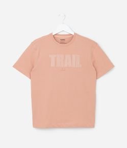 Camiseta Regular com Bordado  Lettering Trail - Tam 5 a 14 Anos