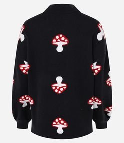 Blusão em Jacquard com Estampa Cogumelos