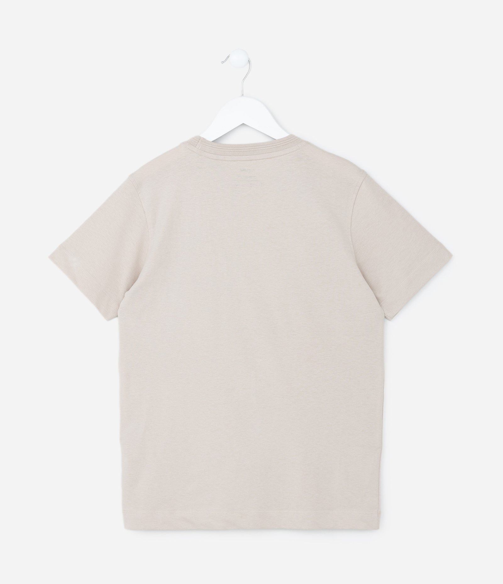 Camiseta Básica Infantil em Algodão com Bolsinho - Tam 5 a 14 anos Bege 2
