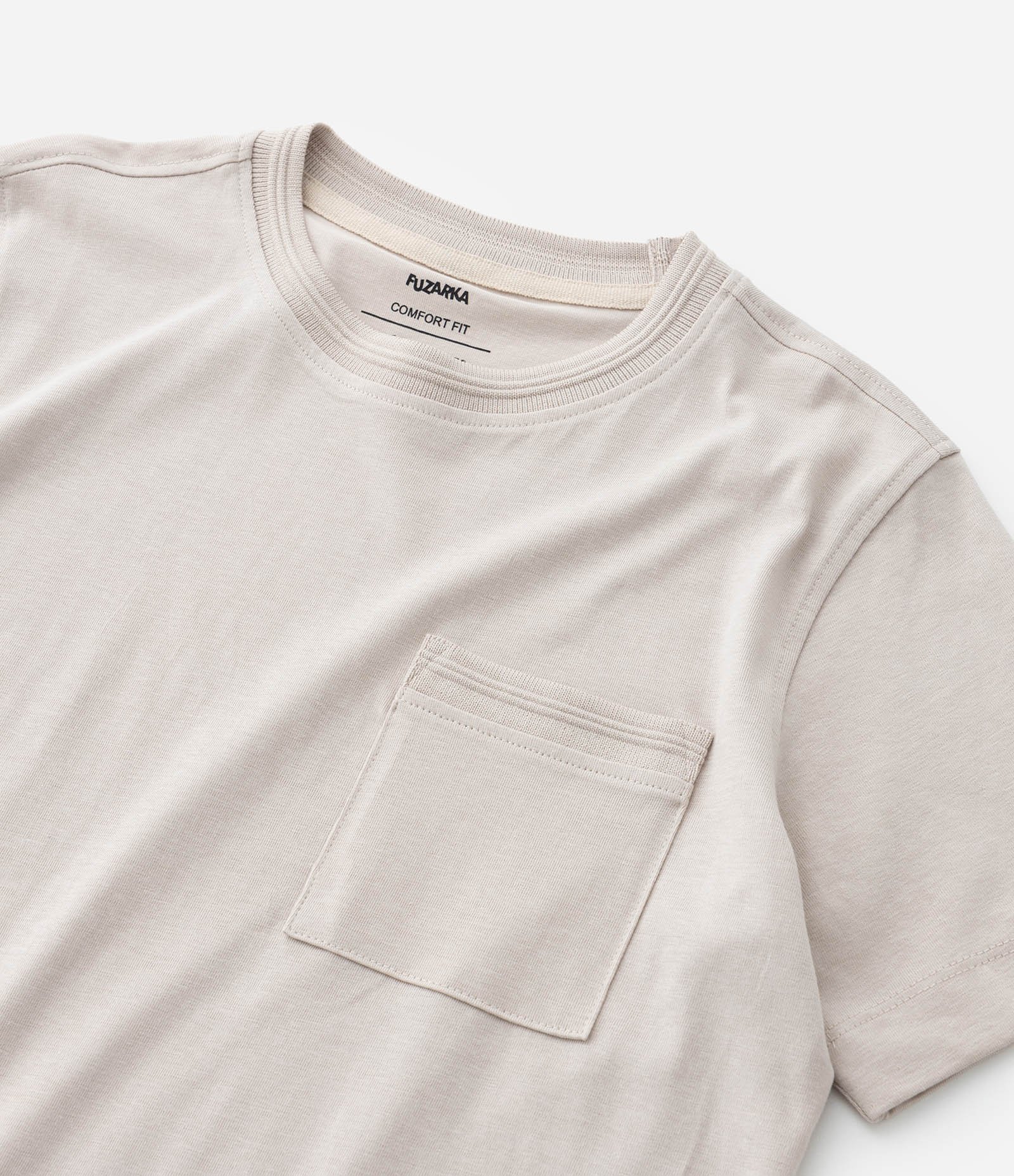 Camiseta Básica Infantil em Algodão com Bolsinho - Tam 5 a 14 anos Bege 4