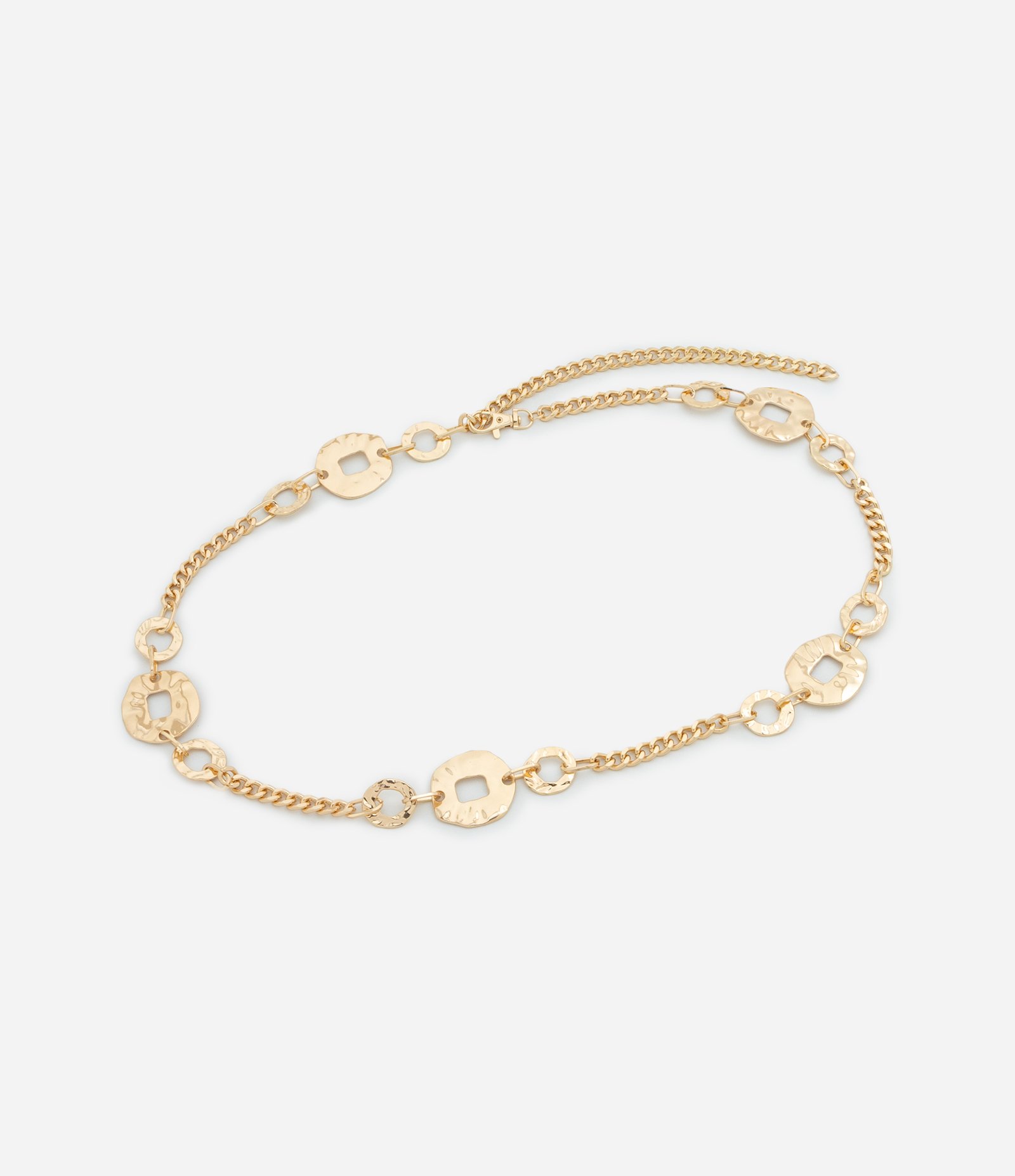 Cinto Estreito com Corrente e Elos Grandes Curve e Plus Size Dourado 1