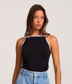 Blusa Seamless com Viés e Alças Contrastantes