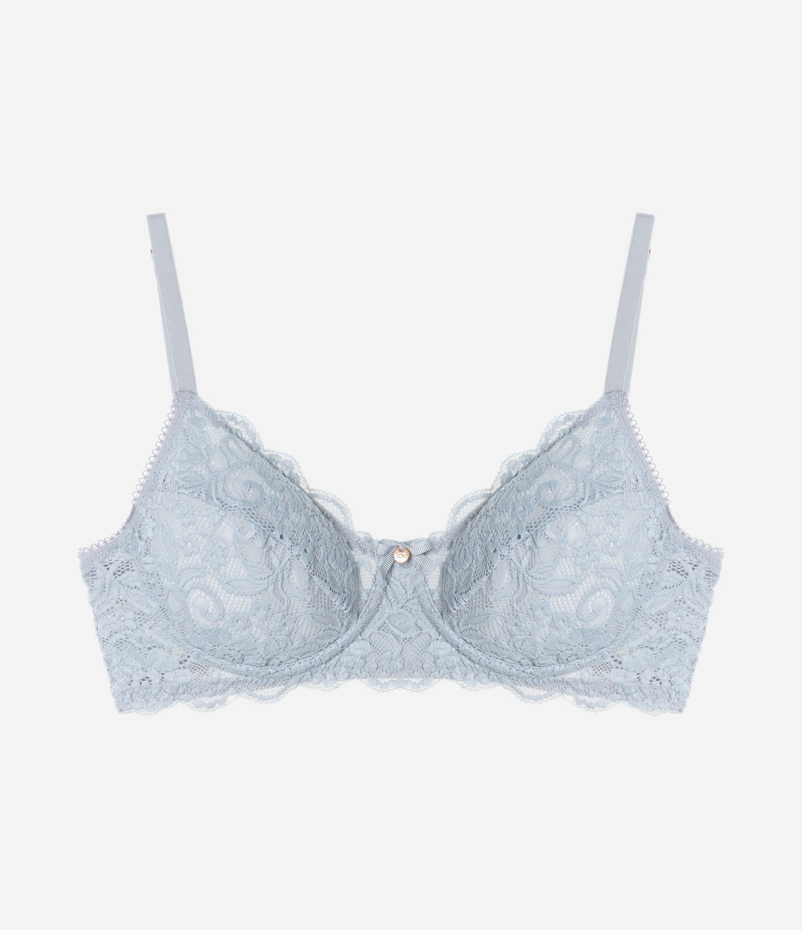 Sutiã Sem Bojo e Com Aro em Renda Floral Cinza Claro 5