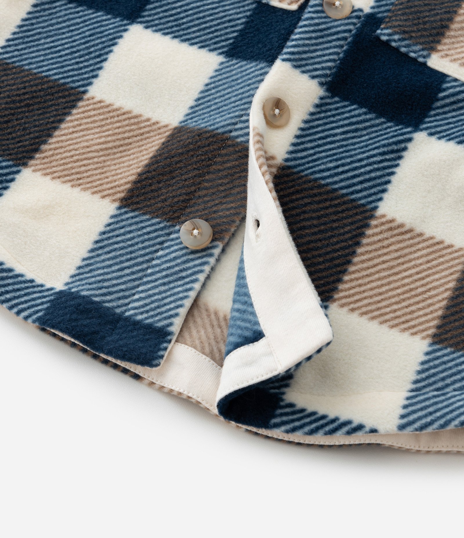 Camisa Infantil em Fleece com Estampa Xadrez e Bolsinhos - Tam 1 a 5 Anos Azul/Marrom/Bege 3