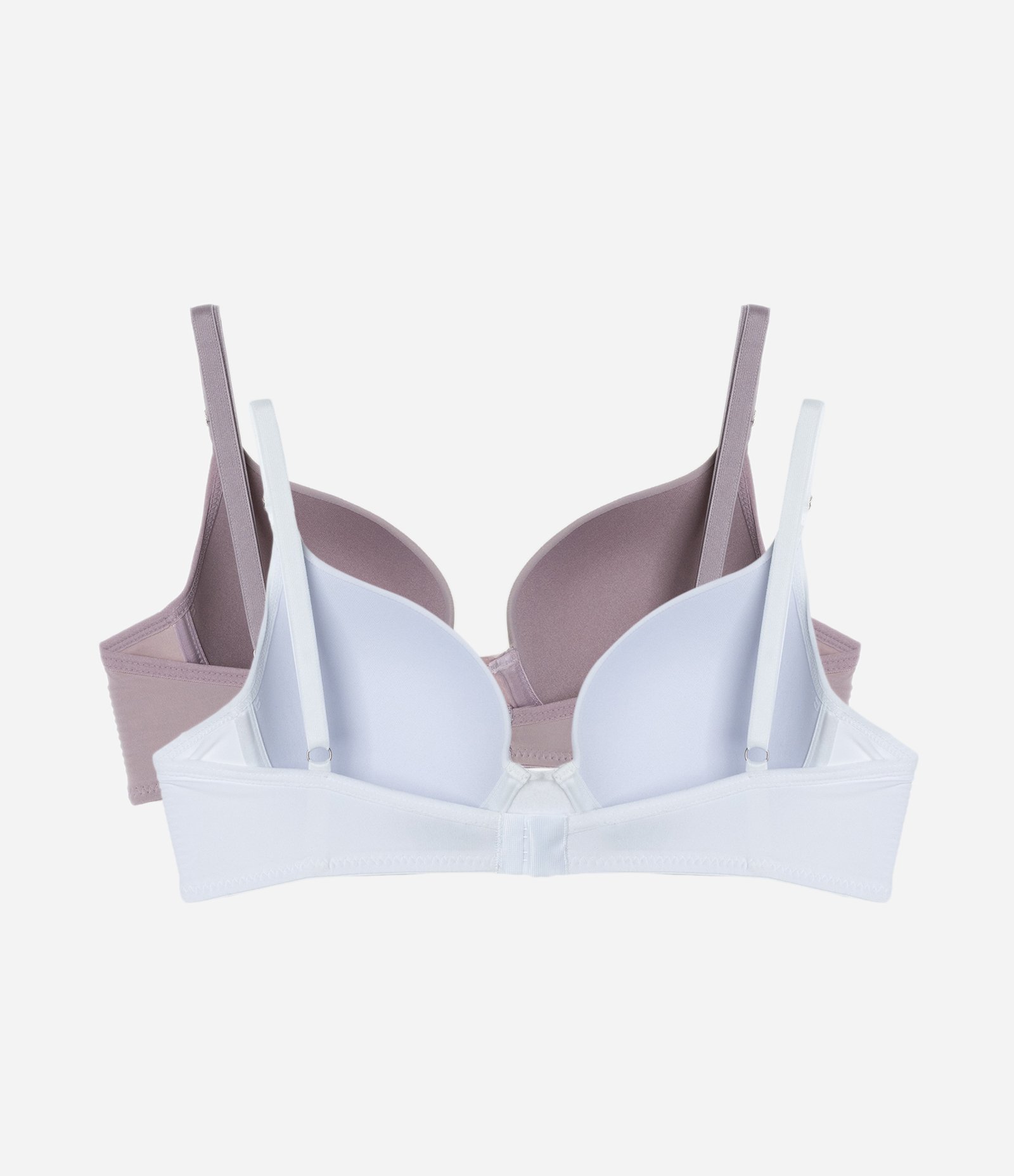 Kit 02 Sutiãs Meia Taça com Bojo em Microfibra Leve Lilás Neutro/Branco 2
