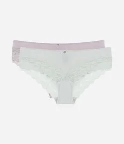 Kit 02 Calcinhas Boyshort em Microfibra com Renda