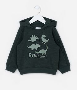 Casaco Infantil Quentinho com Estampa Dinos e Crista 3D - Tam 1 a 5 Anos