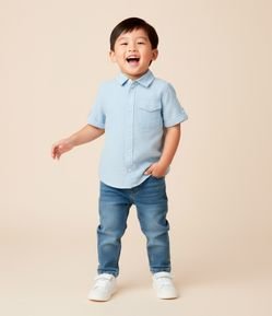 Camisa Infantil em Viscolinho com Bolsinho - Tam 1 a 4 Anos