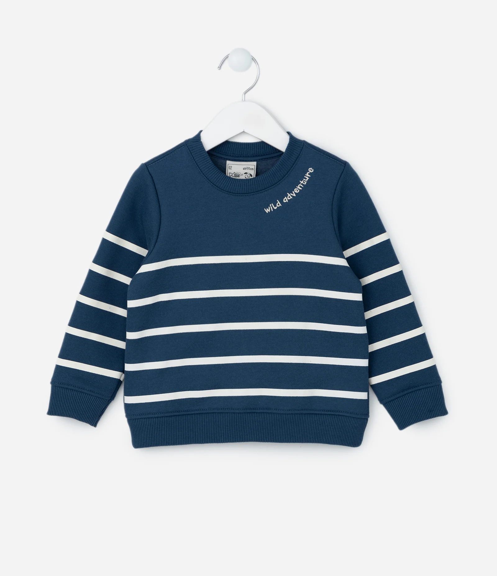 Blusão Infantil Quentinho com Estampa Listrada - Tam 1 a 5 Anos Azul 1