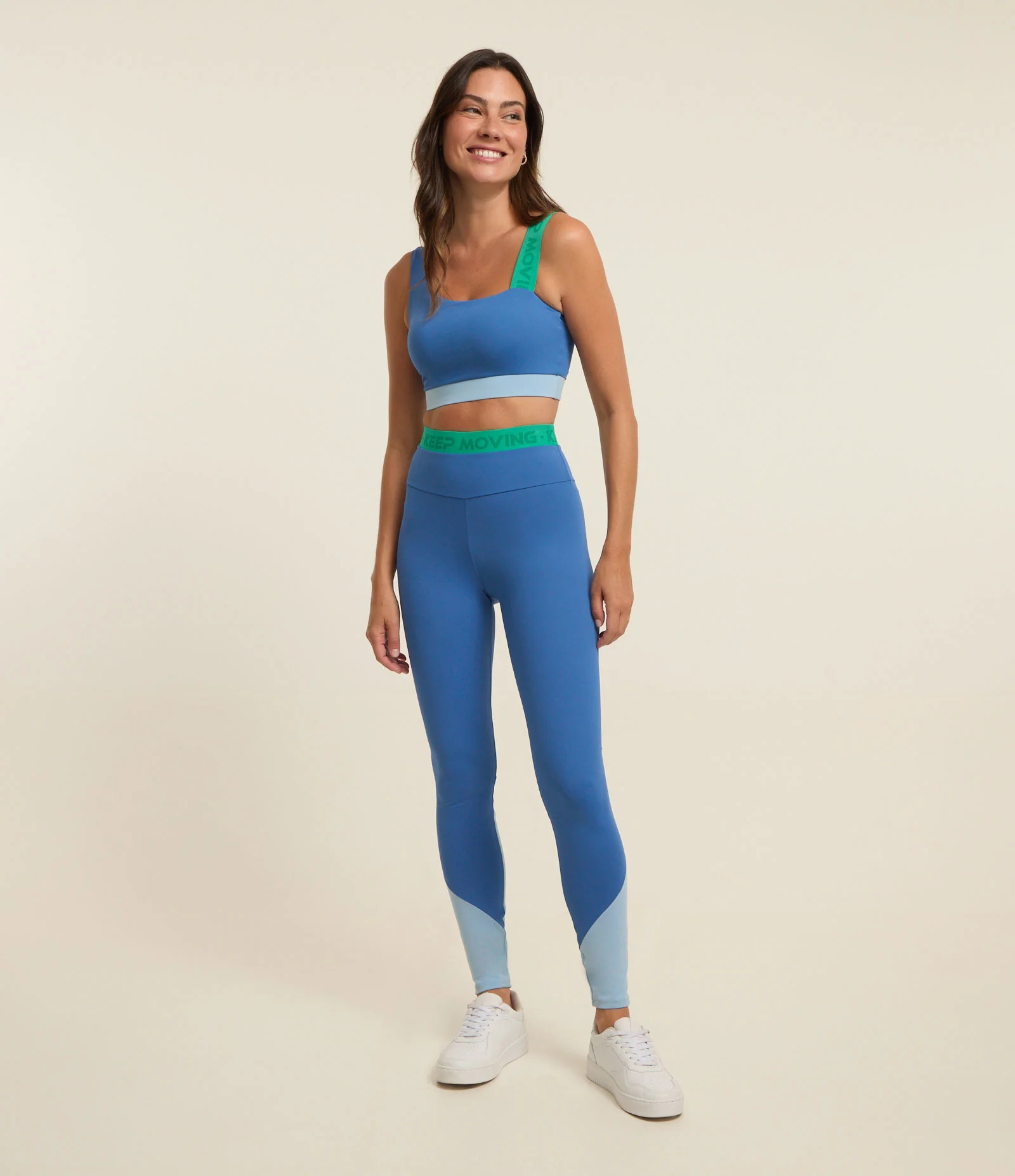 Calça Legging em Microfibra com Friso Azul 1