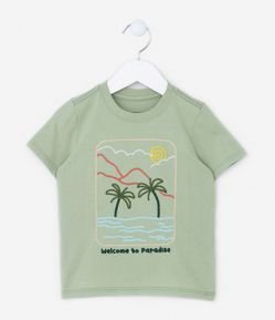 Camiseta Infantil com Bordado Por do Sol -Tam 1 a 5 Anos