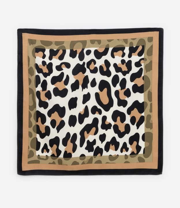 Lenço Quadrado Acetinado Estampado Animal Print Onça