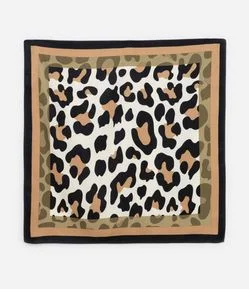 Lenço Quadrado Acetinado Estampado Animal Print Onça