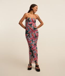 Vestido New Midi em Tule com Estampa Floral