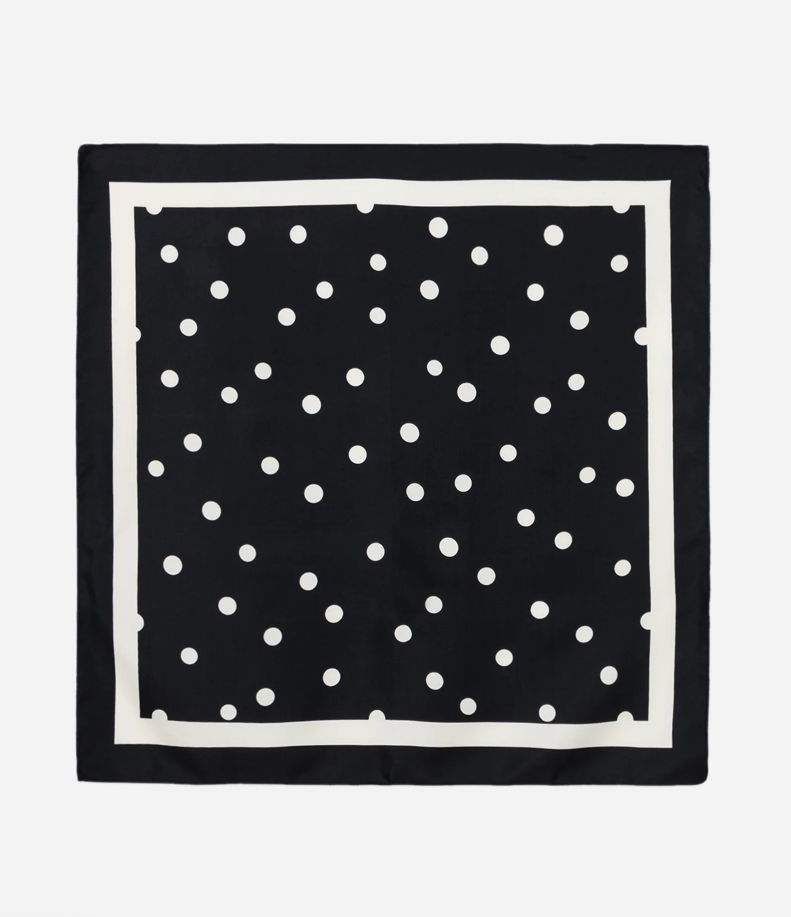 Lenço Acetinado com Estampa Poá Preto/Branco 1