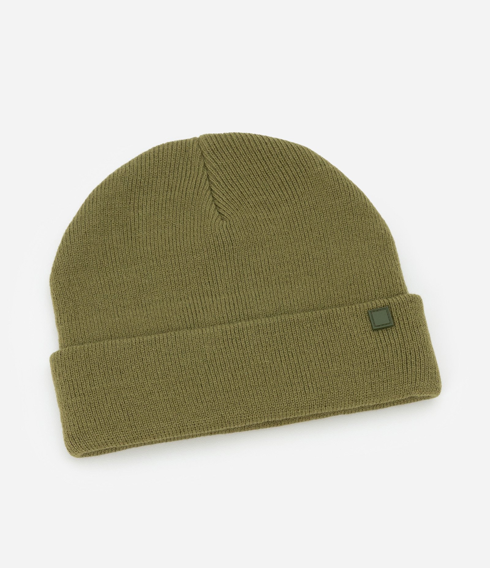 Touca em Tricô com Borda Dobradinha e Etiqueta Aplicada Verde 1