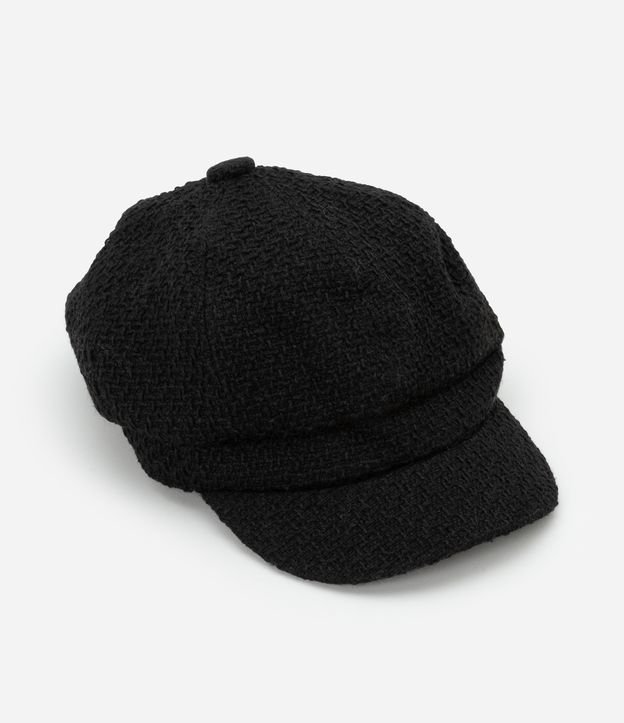 Boina em Tweed com Aba Curva