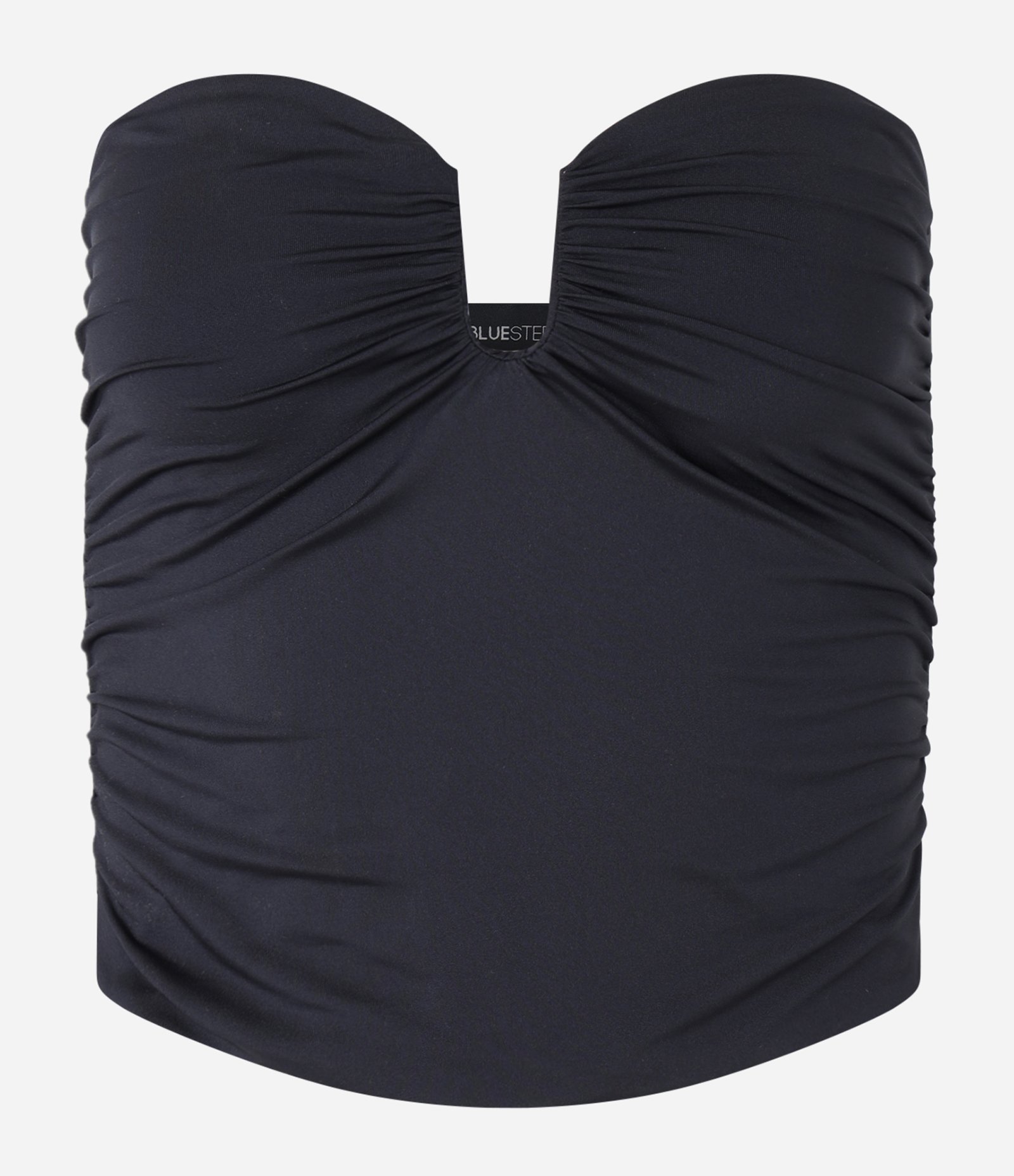 Blusa Cropped Corsetada com Decote V Preto 4