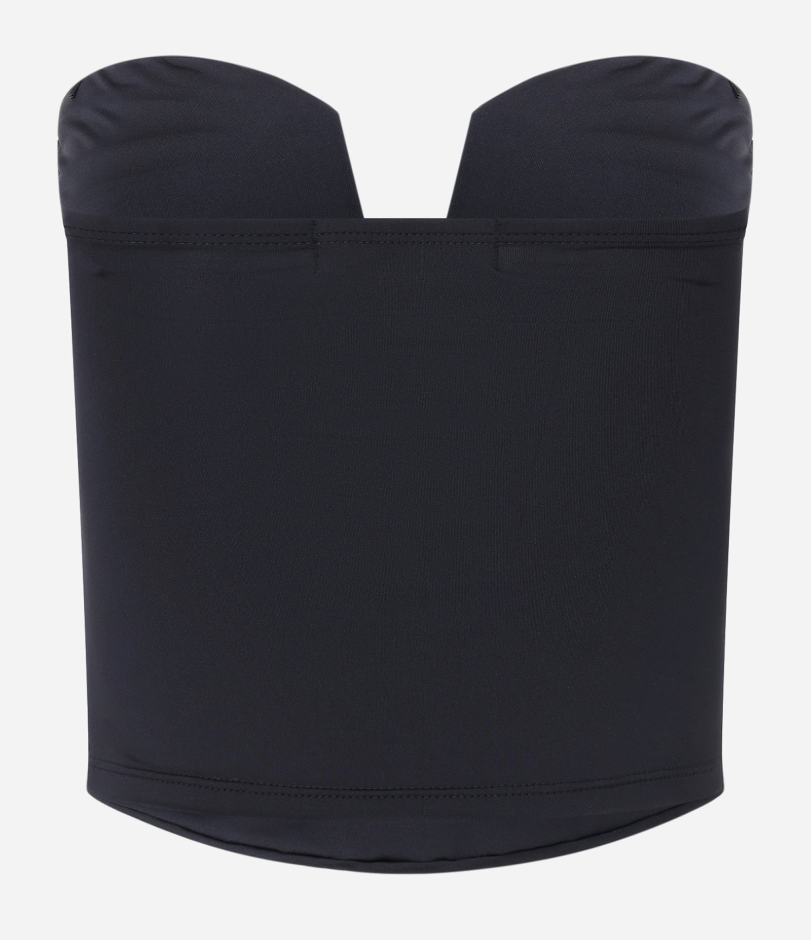 Blusa Cropped Corsetada com Decote V Preto 5