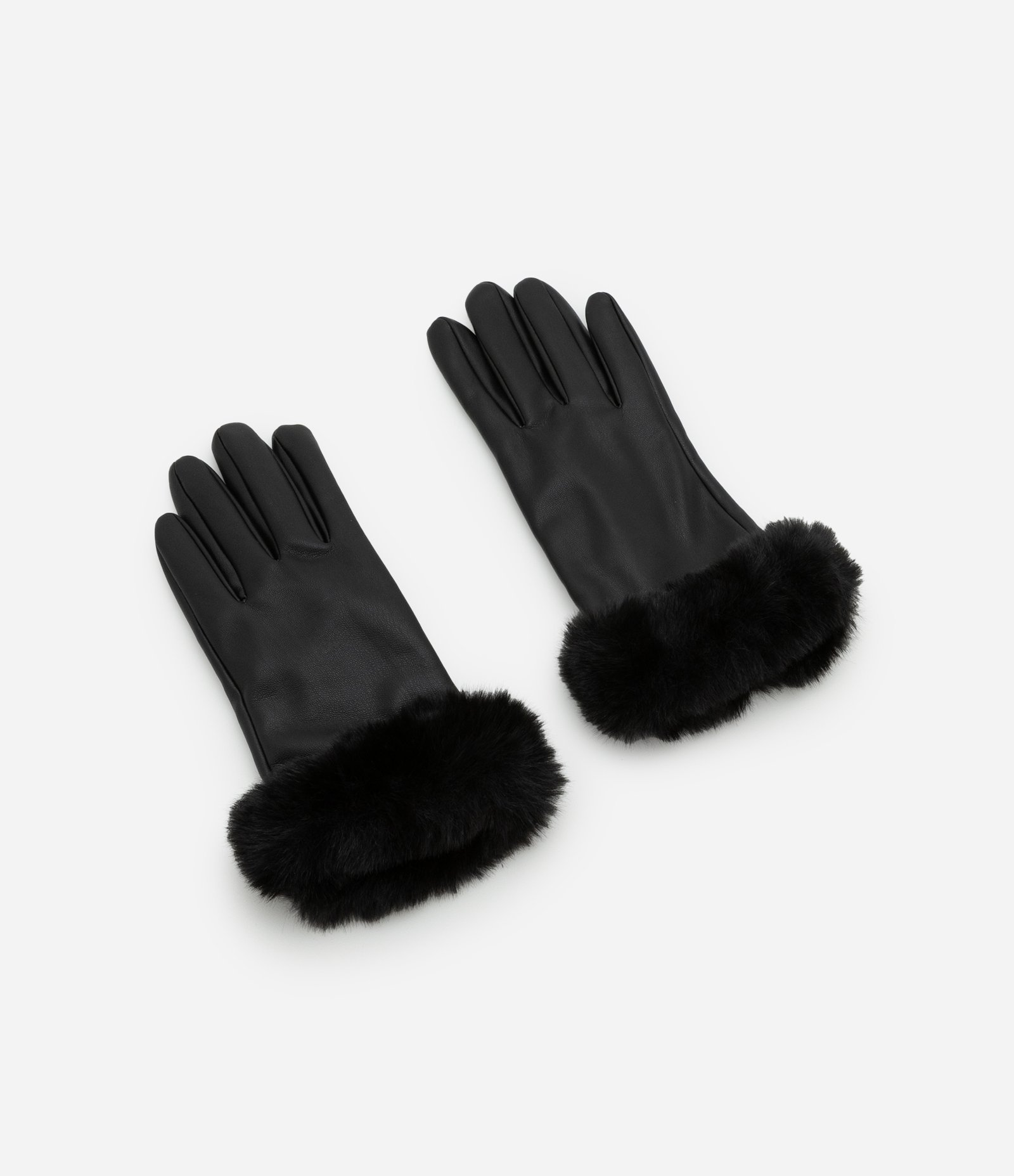 Luva em PU com Pelinho no Punho Preto 1