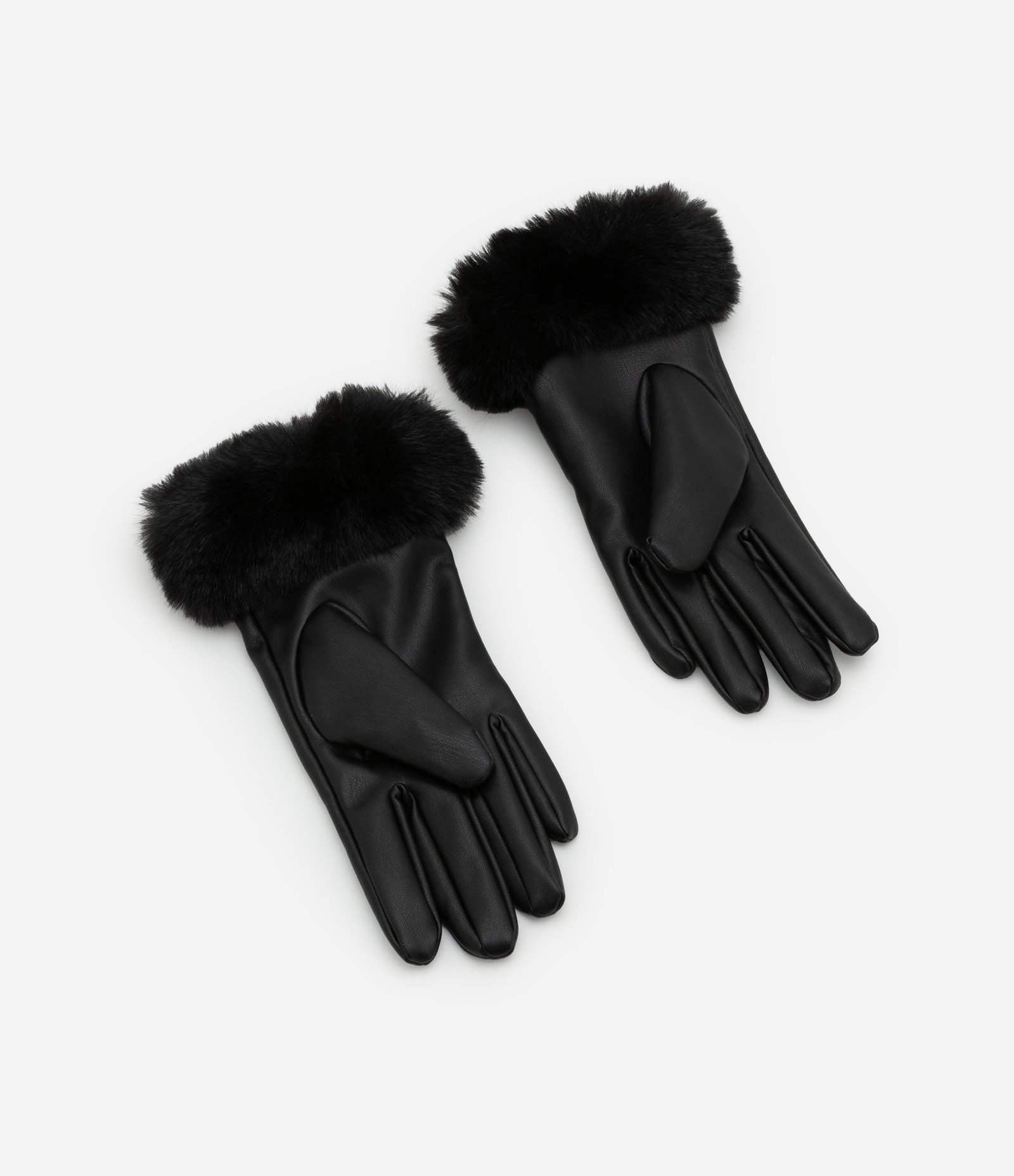 Luva em PU com Pelinho no Punho Preto 2