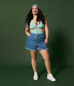 Short Jeans com Paetês Furtacor Curve & Plus Size