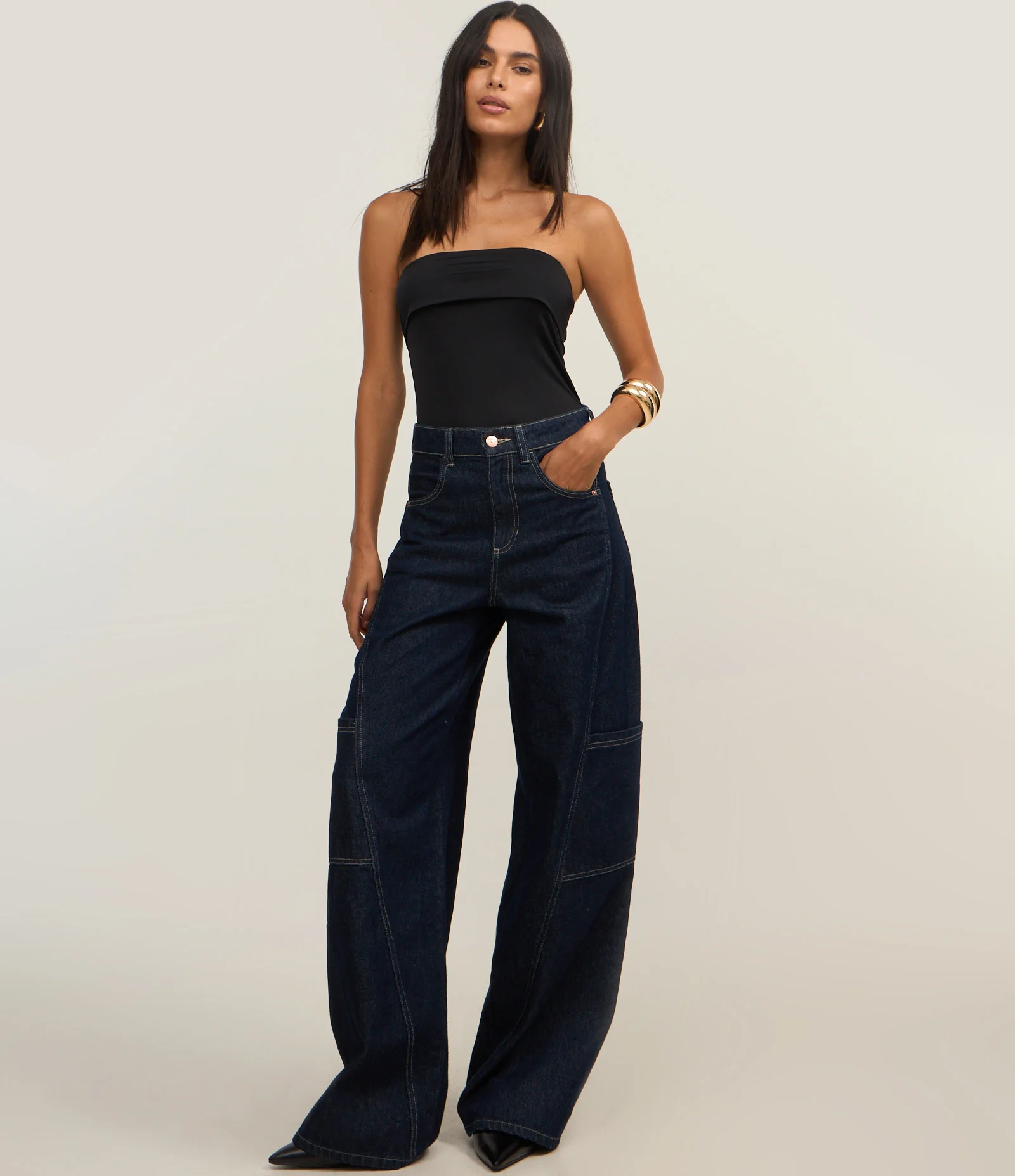 Blusa em Jersey Tomara que Caia com Pala Dobrada Preto 2