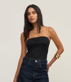 Blusa em Jersey Tomara que Caia com Pala Dobrada